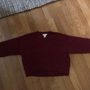 H&M Cropped Sweater, Size Small, Burgundy/Maroon Color